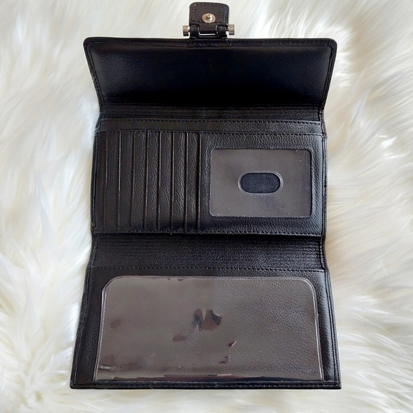🗝FOSSIL Vintage Tri-fold Black Leather Wallet - Picture 6 of 9